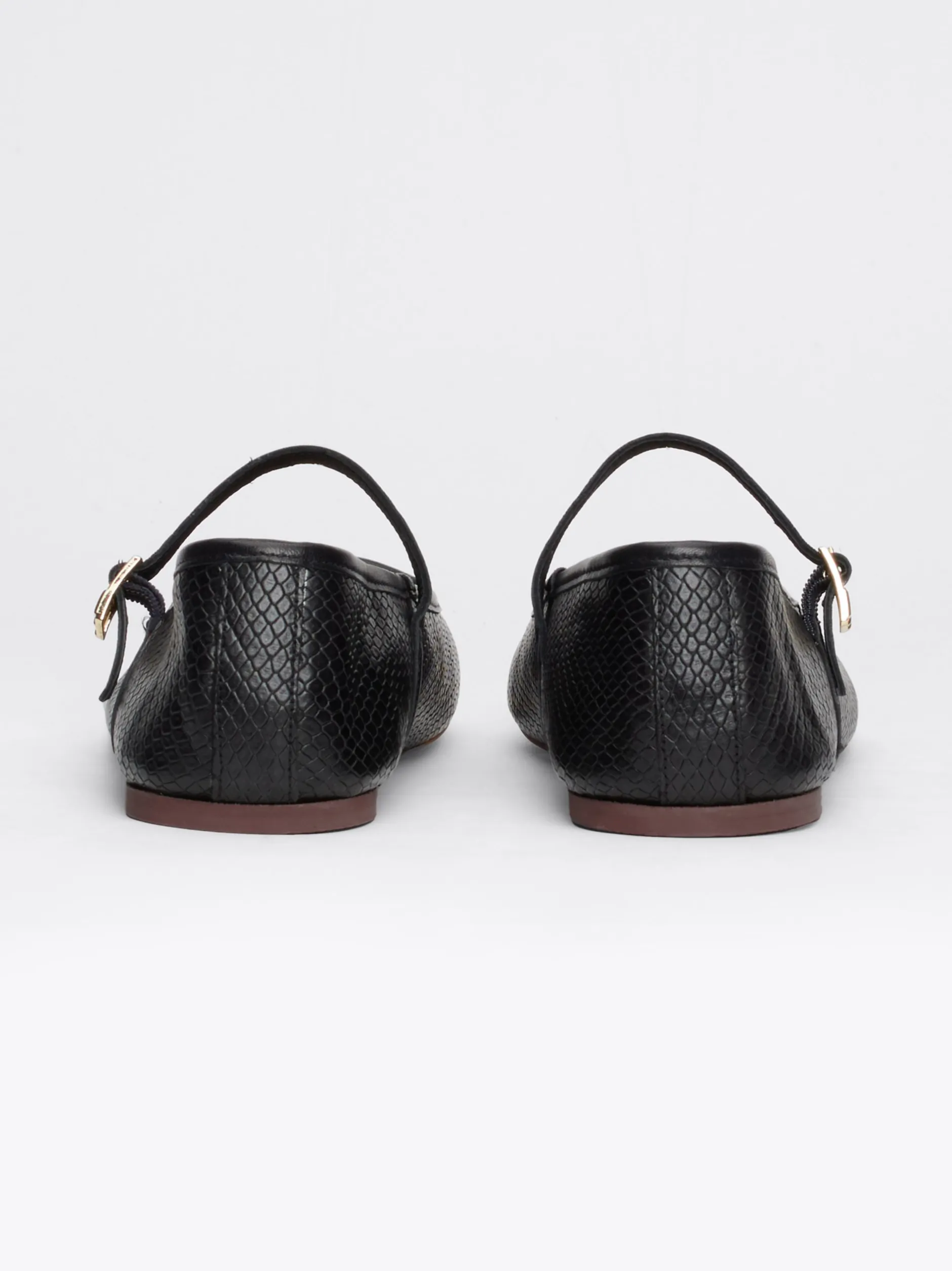 Baleriny|Płaskie Buty*Tommy Hilfiger Skórzane Baleriny Mary Jane Z Wężowym Wzorem BLACK PYTHON