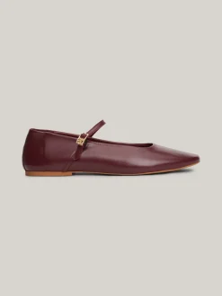 Baleriny|Płaskie Buty*Tommy Hilfiger Skórzane Baleriny Mary Jane DEEP ROUGE