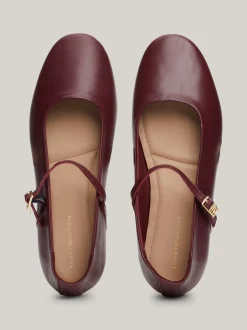 Baleriny|Płaskie Buty*Tommy Hilfiger Skórzane Baleriny Mary Jane DEEP ROUGE