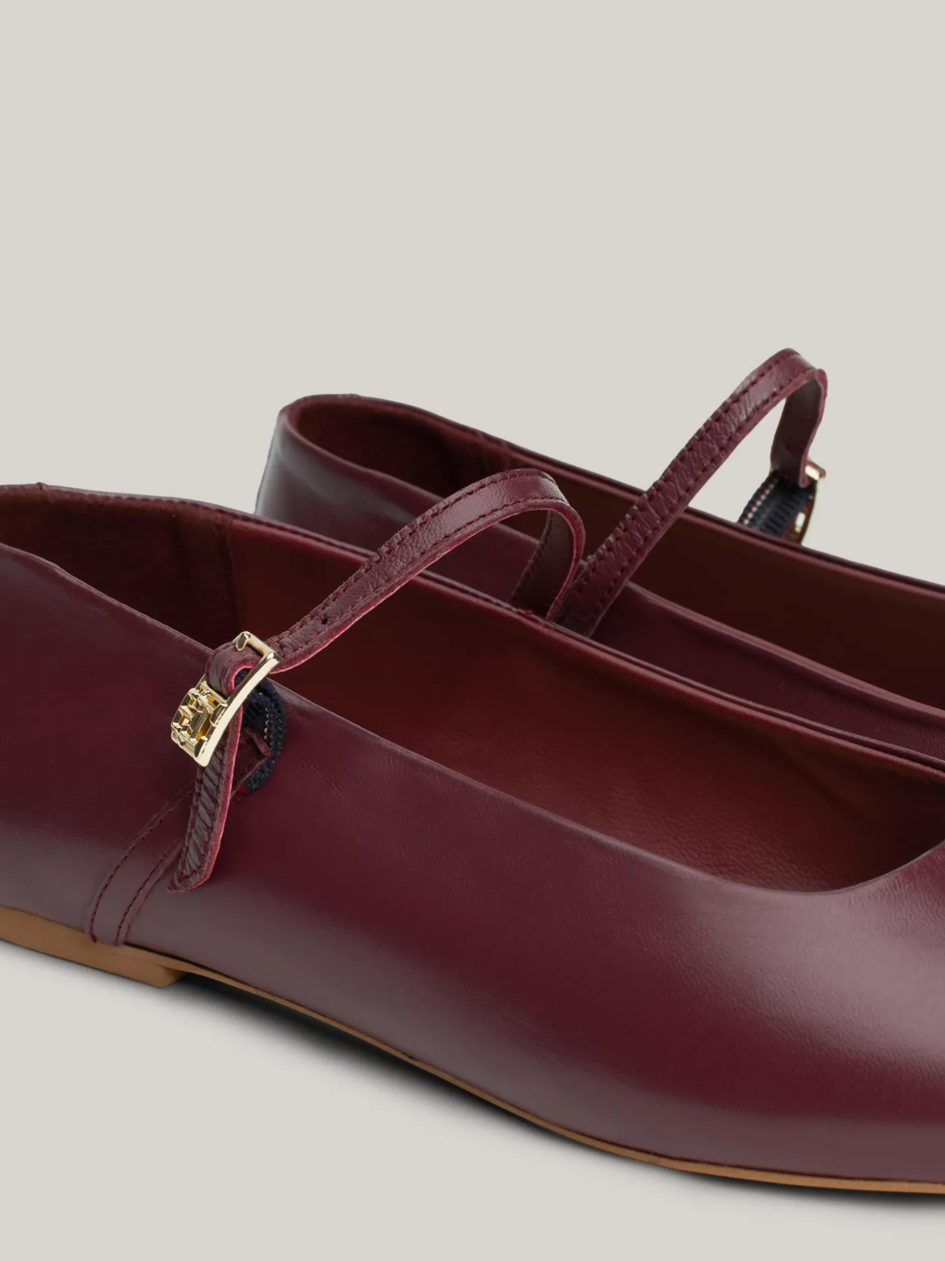 Baleriny|Płaskie Buty*Tommy Hilfiger Skórzane Baleriny Mary Jane DEEP ROUGE