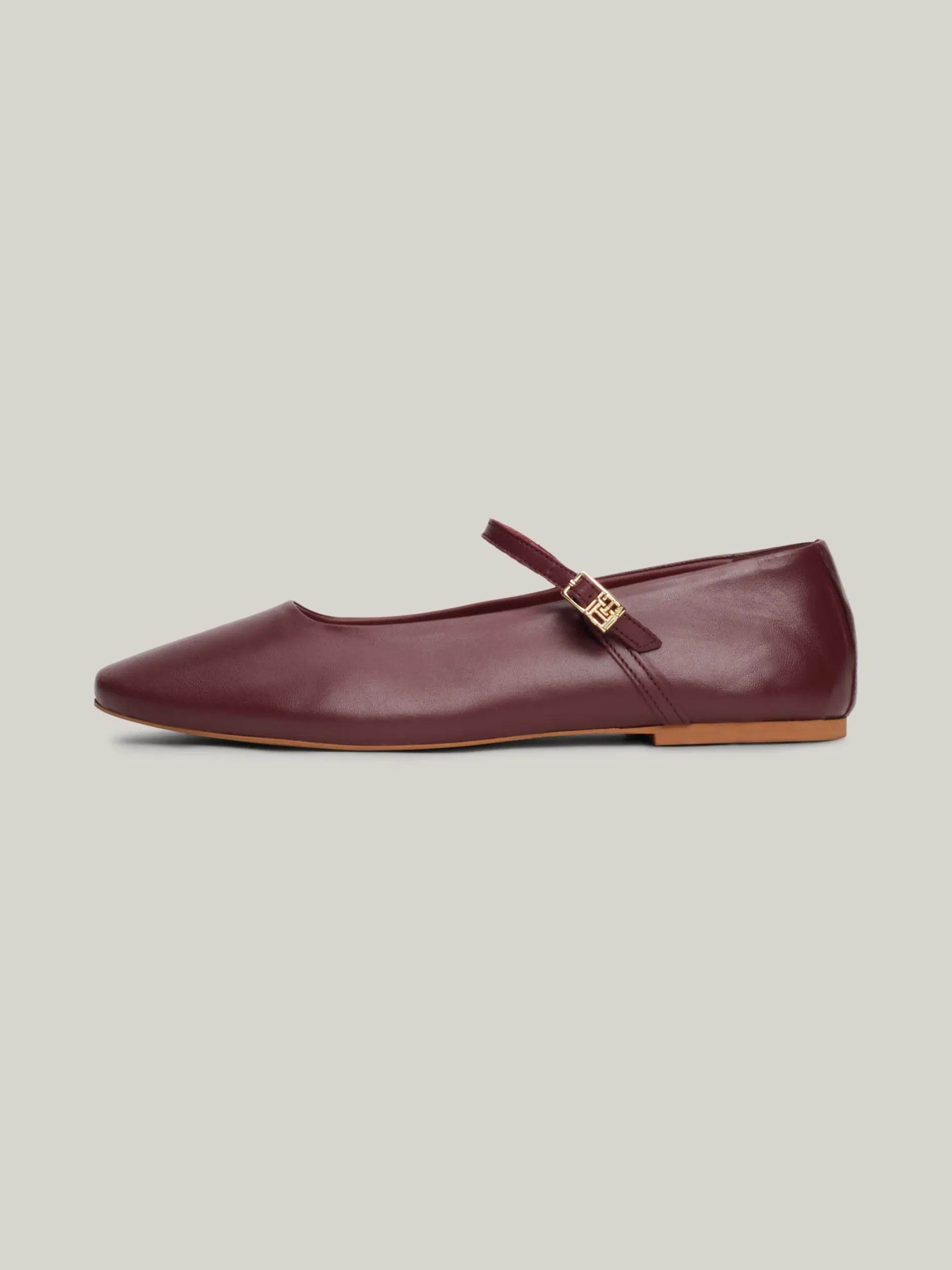 Baleriny|Płaskie Buty*Tommy Hilfiger Skórzane Baleriny Mary Jane DEEP ROUGE