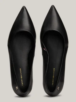 Baleriny|Płaskie Buty*Tommy Hilfiger Skórzane Baleriny Z Noskami W Szpic I Monogramem TH BLACK