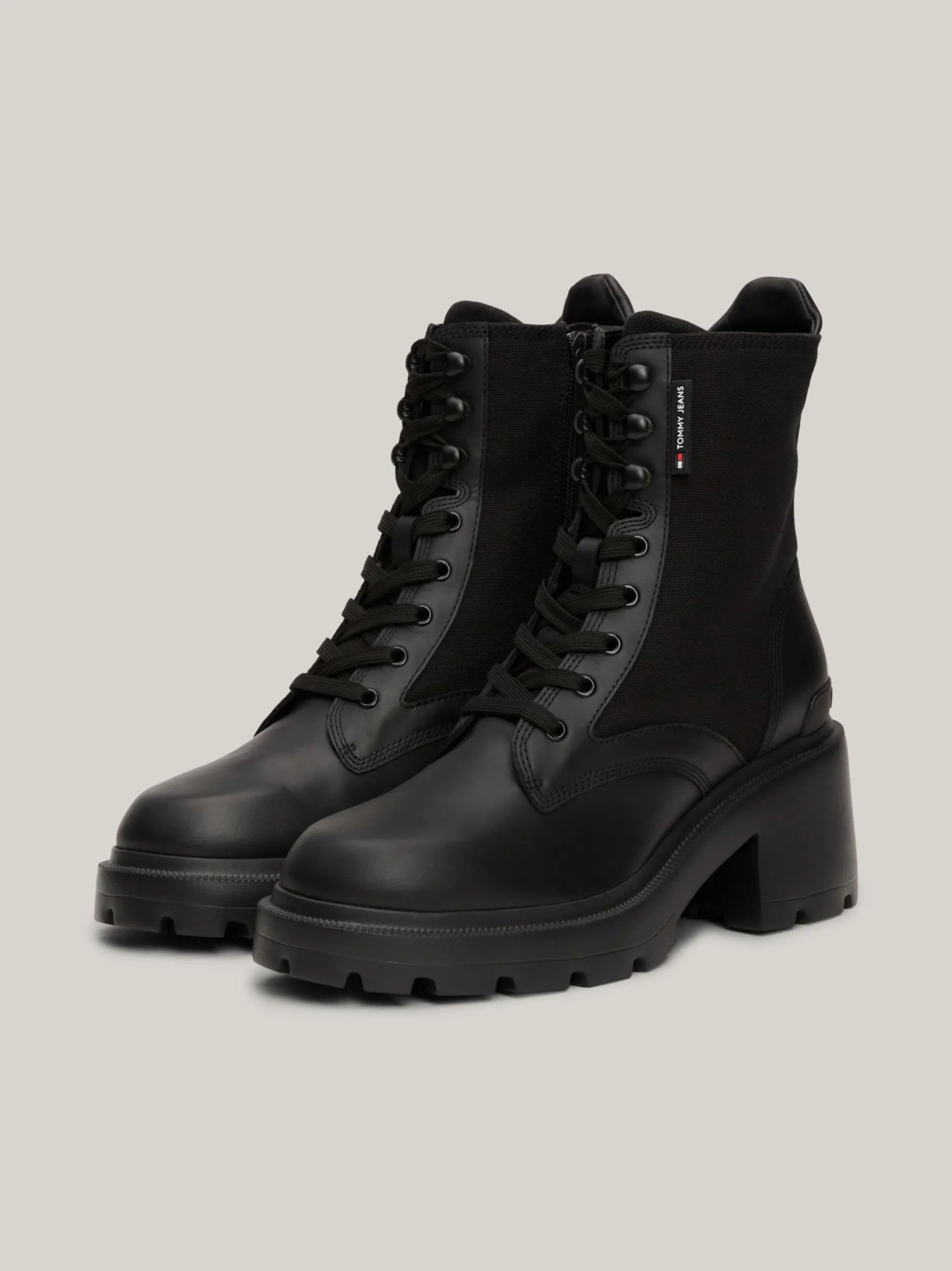 Sznurowane Botki|Botki*Tommy Hilfiger Skórzane Botki BLACK