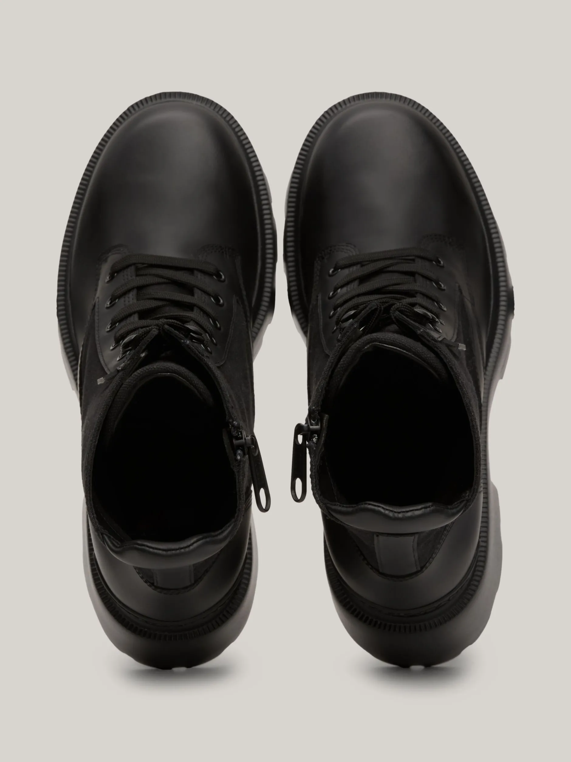 Sznurowane Botki|Botki*Tommy Hilfiger Skórzane Botki BLACK