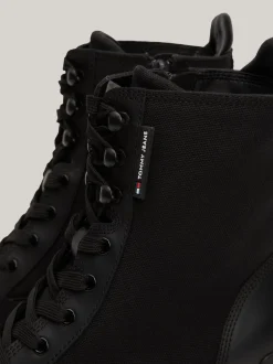 Sznurowane Botki|Botki*Tommy Hilfiger Skórzane Botki BLACK