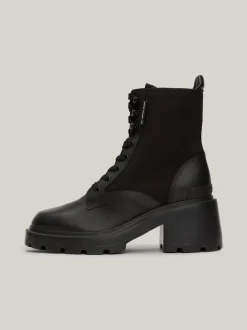 Sznurowane Botki|Botki*Tommy Hilfiger Skórzane Botki BLACK