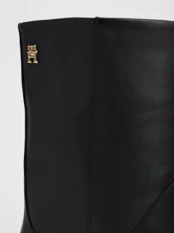 Botki*Tommy Hilfiger Skórzane Botki Na Kubańskim Obcasie BLACK