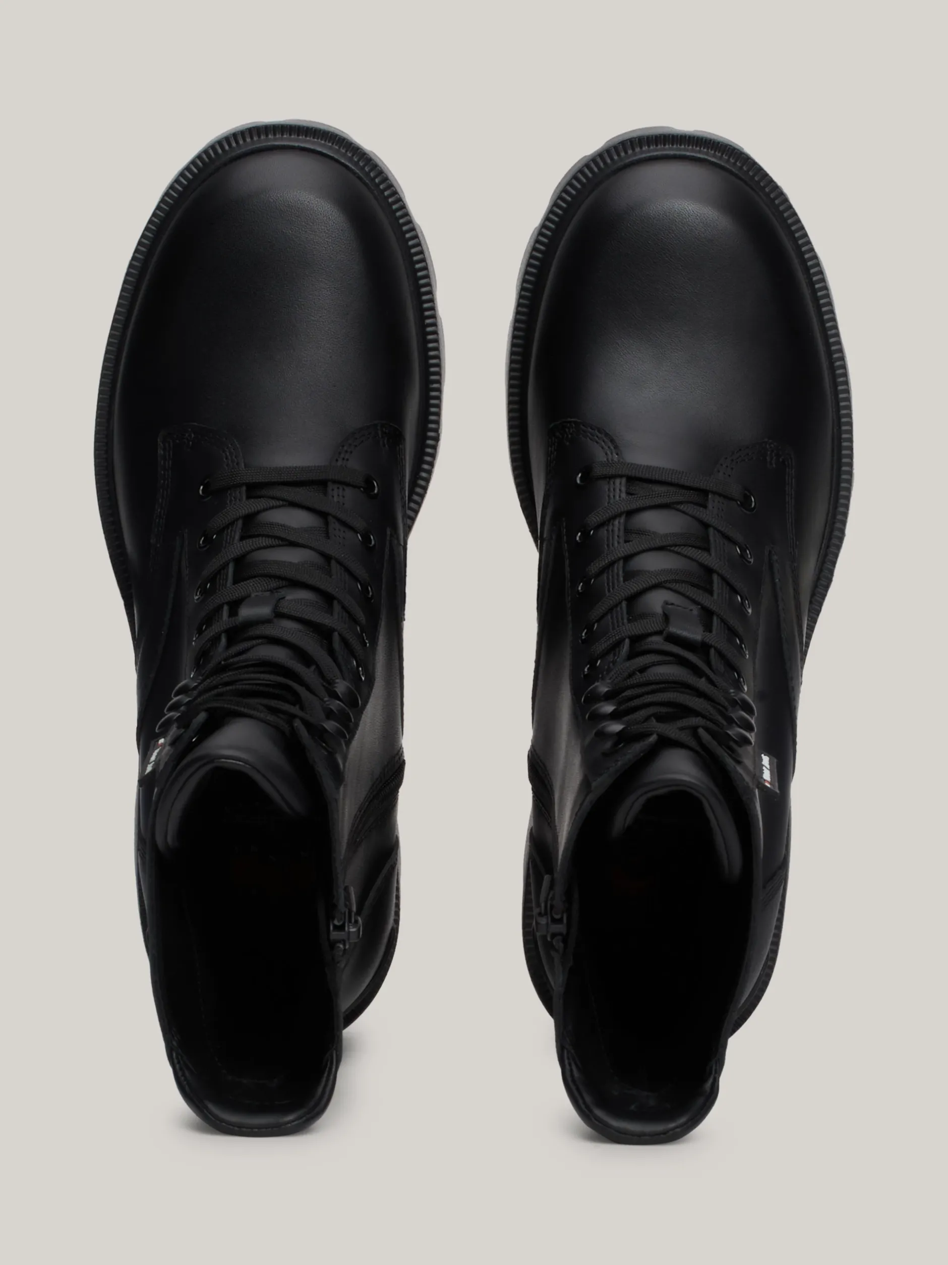 Sznurowane Botki|Botki*Tommy Hilfiger Skórzane Botki Na Obcasie Klockowym BLACK