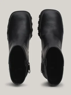 Botki Do Kostki|Botki*Tommy Hilfiger Skórzane Botki Na Obcasie Klockowym BLACK