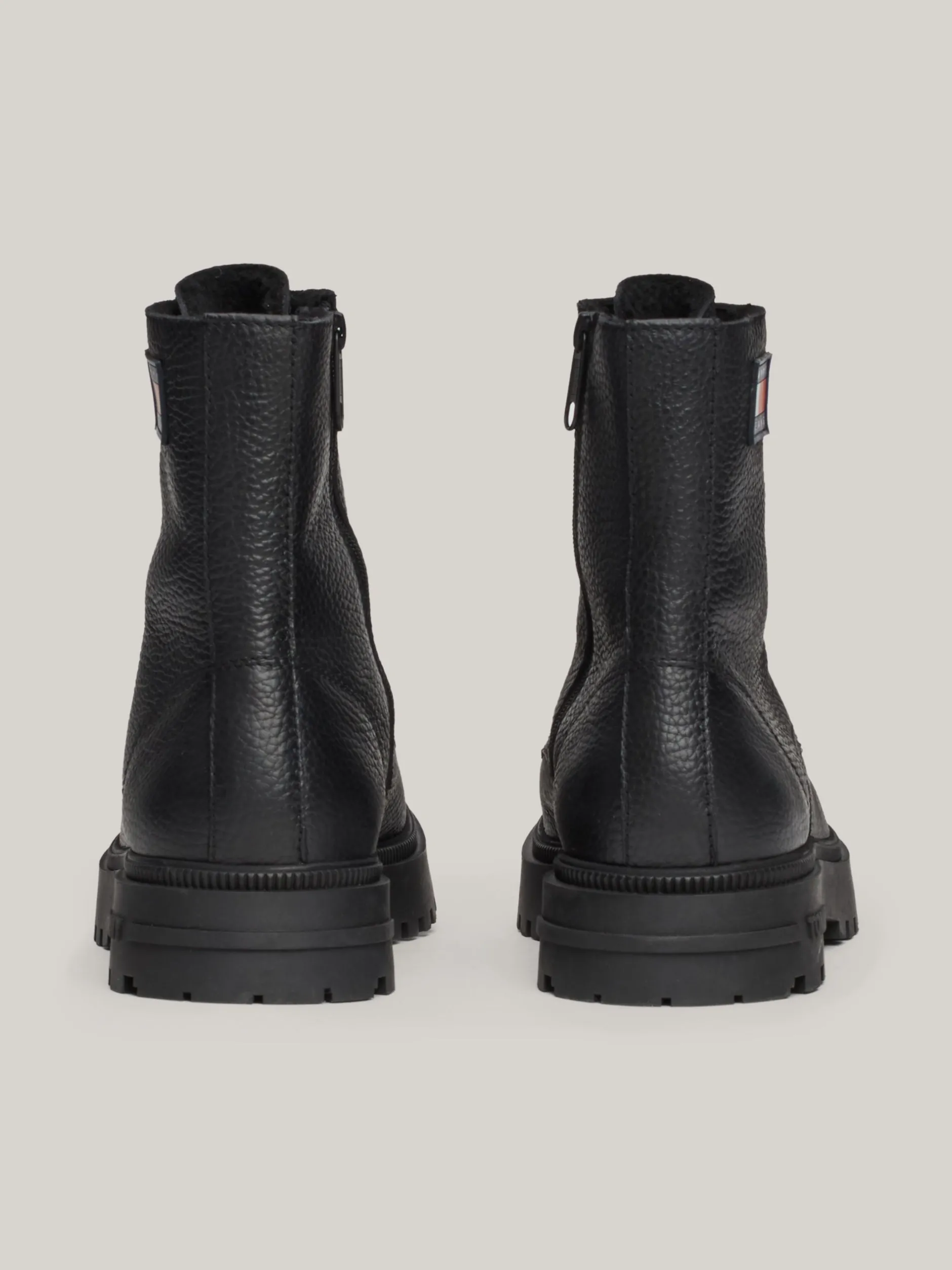 Buty Sznurowane|Buty*Tommy Hilfiger Skórzane Botki O Groszkowanej Fakturze BLACK