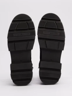 Botki*Tommy Hilfiger Skórzane Botki O Mieszanej Fakturze BLACK
