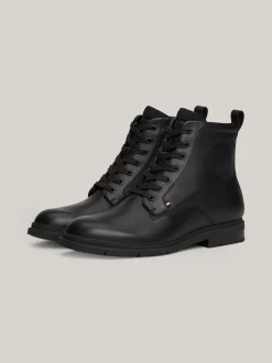 Buty Sznurowane|Buty*Tommy Hilfiger Skórzane Botki Z Ciepłą Wyściółką BLACK