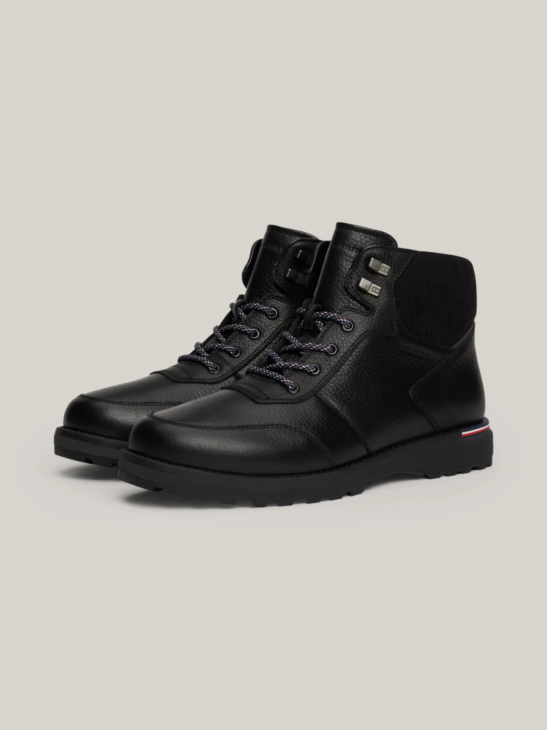 Buty Sznurowane|Buty*Tommy Hilfiger Skórzane Botki Z Ciepłą Wyściółką BLACK