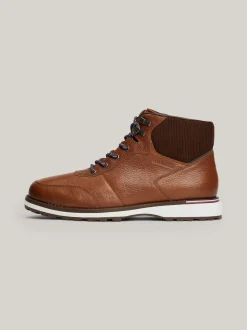 Buty Sznurowane|Buty*Tommy Hilfiger Skórzane Botki Z Ciepłą Wyściółką WINTER COGNAC