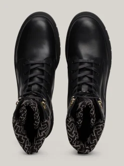 Sznurowane Botki|Botki*Tommy Hilfiger Skórzane Botki Z Monogramem TH BLACK