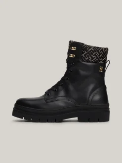 Sznurowane Botki|Botki*Tommy Hilfiger Skórzane Botki Z Monogramem TH BLACK