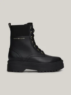 Botki|Sznurowane Botki*Tommy Hilfiger Skórzane Botki Z Protektorem TH Monogram BLACK