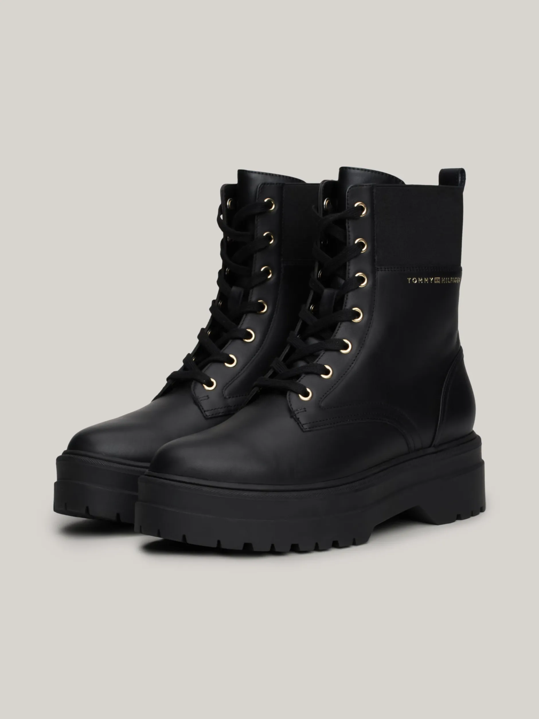 Botki|Sznurowane Botki*Tommy Hilfiger Skórzane Botki Z Protektorem TH Monogram BLACK