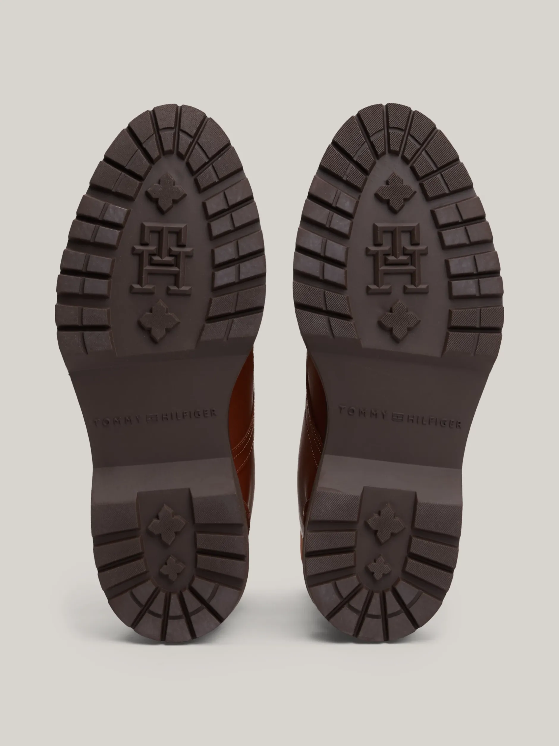 Sznurowane Botki|Botki*Tommy Hilfiger Skórzane Botki Z Protektorem TH Monogram COGNAC BROWN