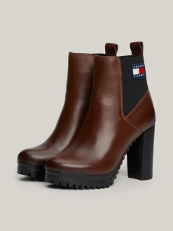 Botki Do Kostki|Botki*Tommy Hilfiger Skórzane Buty Do Kostki Na Wysokim Obcasie CAROB CHOCOLATE