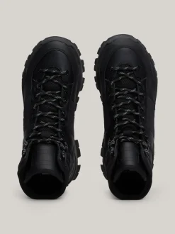 Sznurowane Botki|Botki*Tommy Hilfiger Skórzane Buty Do Kostki Na Grubej Podeszwie BLACK