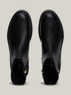 Chelsea Boots|Botki*Tommy Hilfiger Skórzane Buty Do Kostki O Mieszanej Fakturze BLACK