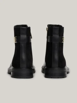 Chelsea Boots|Botki*Tommy Hilfiger Skórzane Buty Do Kostki O Mieszanej Fakturze BLACK