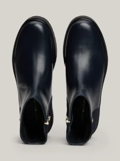 Chelsea Boots|Botki*Tommy Hilfiger Skórzane Buty Do Kostki O Mieszanej Fakturze SPACE BLUE