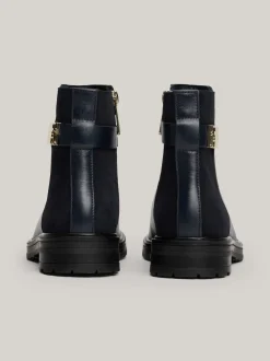 Chelsea Boots|Botki*Tommy Hilfiger Skórzane Buty Do Kostki O Mieszanej Fakturze SPACE BLUE