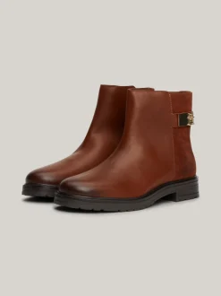 Chelsea Boots|Botki*Tommy Hilfiger Skórzane Buty Do Kostki O Mieszanej Fakturze COGNAC BROWN
