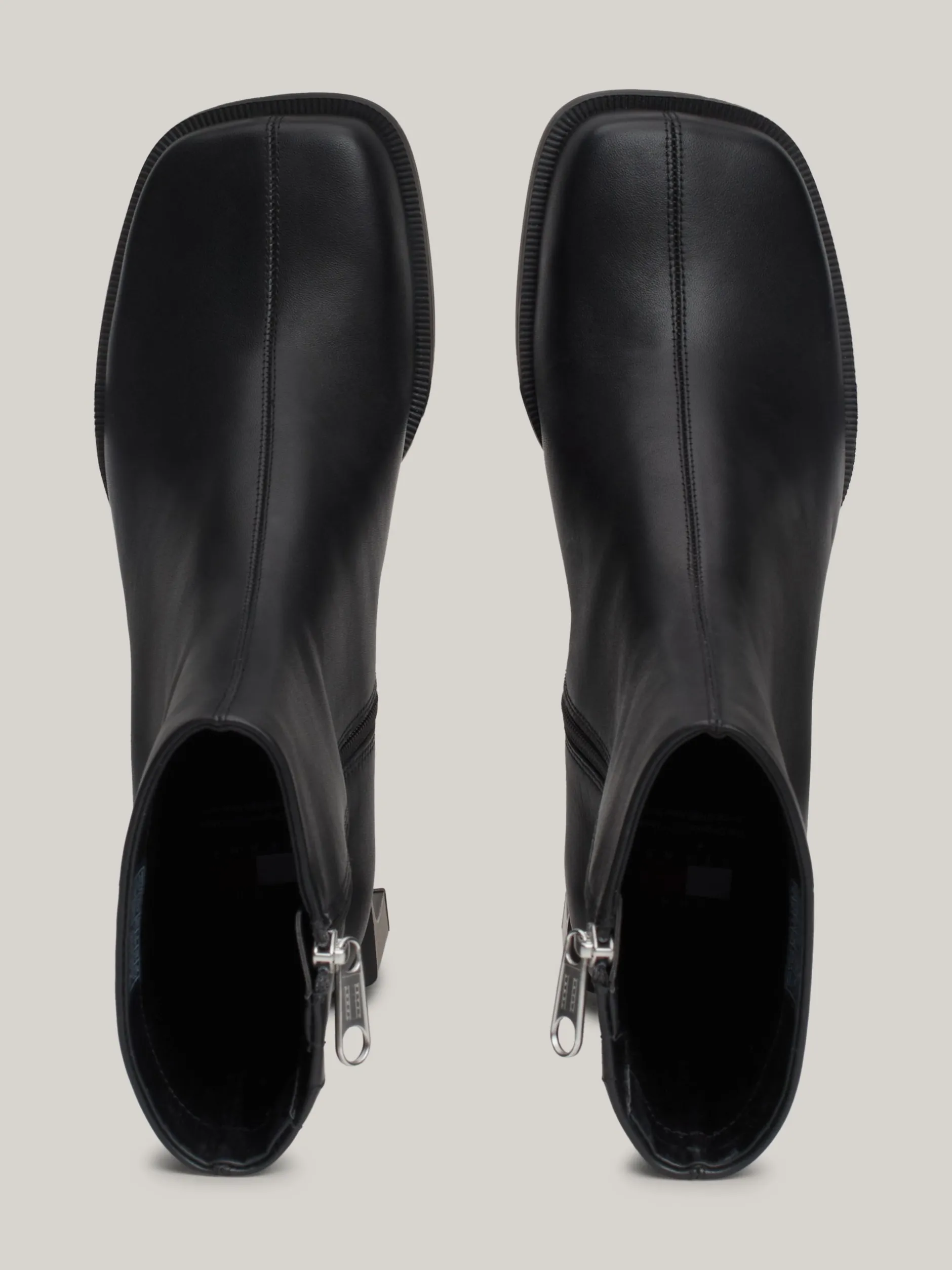 Botki Do Kostki|Botki*Tommy Hilfiger Skórzane Buty Do Kostki Z Kwadratowym Noskiem BLACK