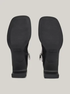 Botki Do Kostki|Botki*Tommy Hilfiger Skórzane Buty Do Kostki Z Kwadratowym Noskiem BLACK