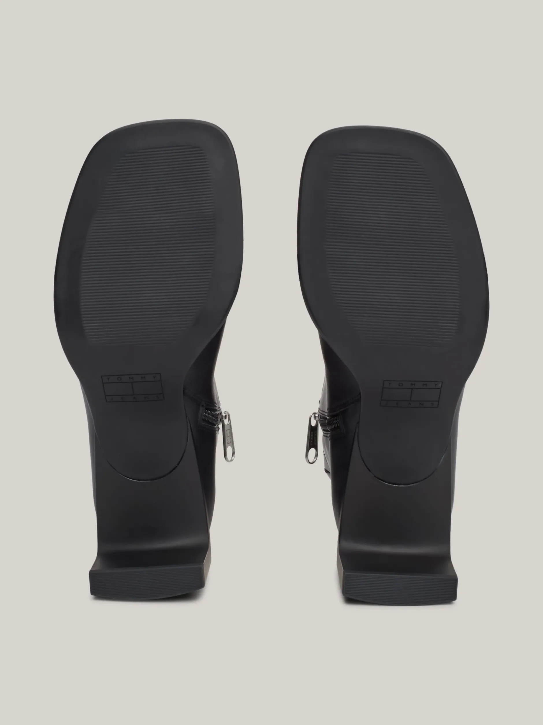 Botki Do Kostki|Botki*Tommy Hilfiger Skórzane Buty Do Kostki Z Kwadratowym Noskiem BLACK