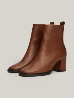 Botki Do Kostki|Botki*Tommy Hilfiger Skórzane Buty Do Kostki Z Monogramem TH COGNAC BROWN