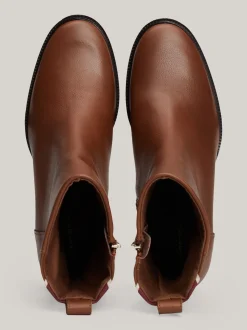 Botki Do Kostki|Botki*Tommy Hilfiger Skórzane Buty Do Kostki Z Monogramem TH COGNAC BROWN