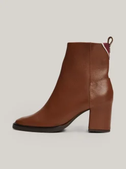Botki Do Kostki|Botki*Tommy Hilfiger Skórzane Buty Do Kostki Z Monogramem TH COGNAC BROWN