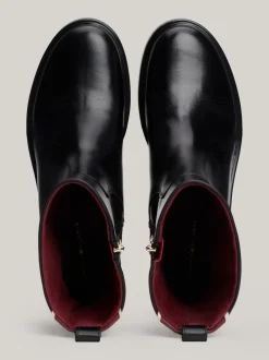 Botki Do Kostki|Botki*Tommy Hilfiger Skórzane Buty Do Kostki Z Zapięciem Na Zamek BLACK
