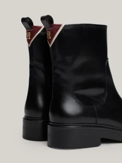 Botki Do Kostki|Botki*Tommy Hilfiger Skórzane Buty Do Kostki Z Zapięciem Na Zamek BLACK