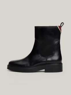 Botki Do Kostki|Botki*Tommy Hilfiger Skórzane Buty Do Kostki Z Zapięciem Na Zamek BLACK