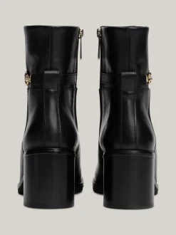 Botki*Tommy Hilfiger Skórzane Buty Do Kostki Z łańcuszkiem BLACK
