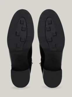 Botki*Tommy Hilfiger Skórzane Buty Do Kostki Z łańcuszkiem BLACK