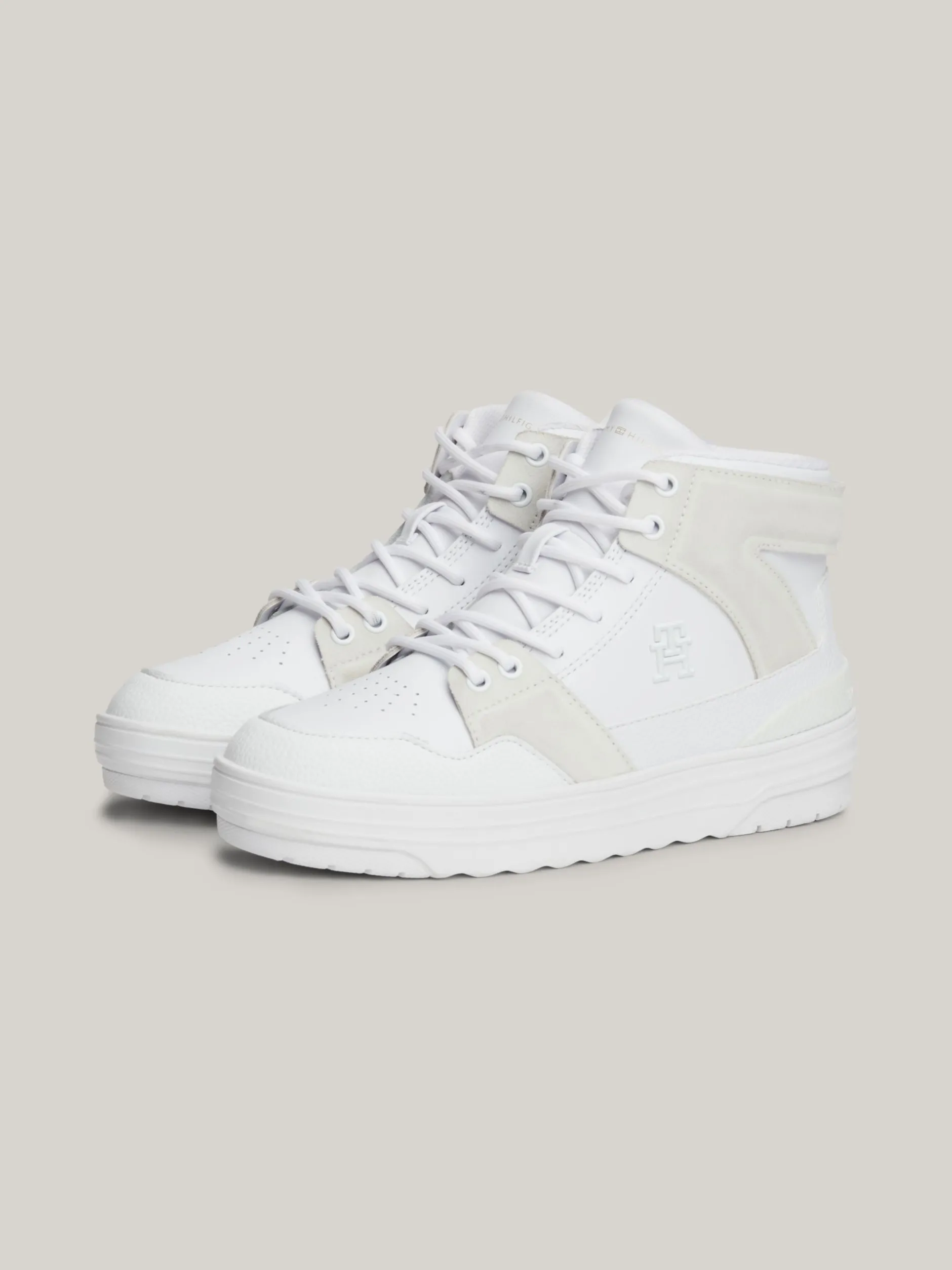 Sneakersy*Tommy Hilfiger Skórzane Buty Do Koszykówki WHITE