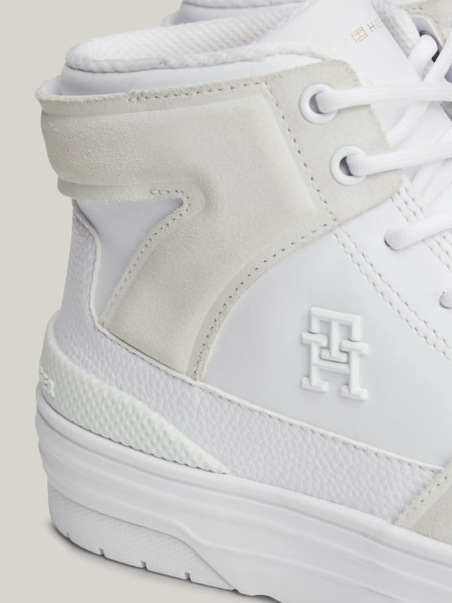 Sneakersy*Tommy Hilfiger Skórzane Buty Do Koszykówki WHITE