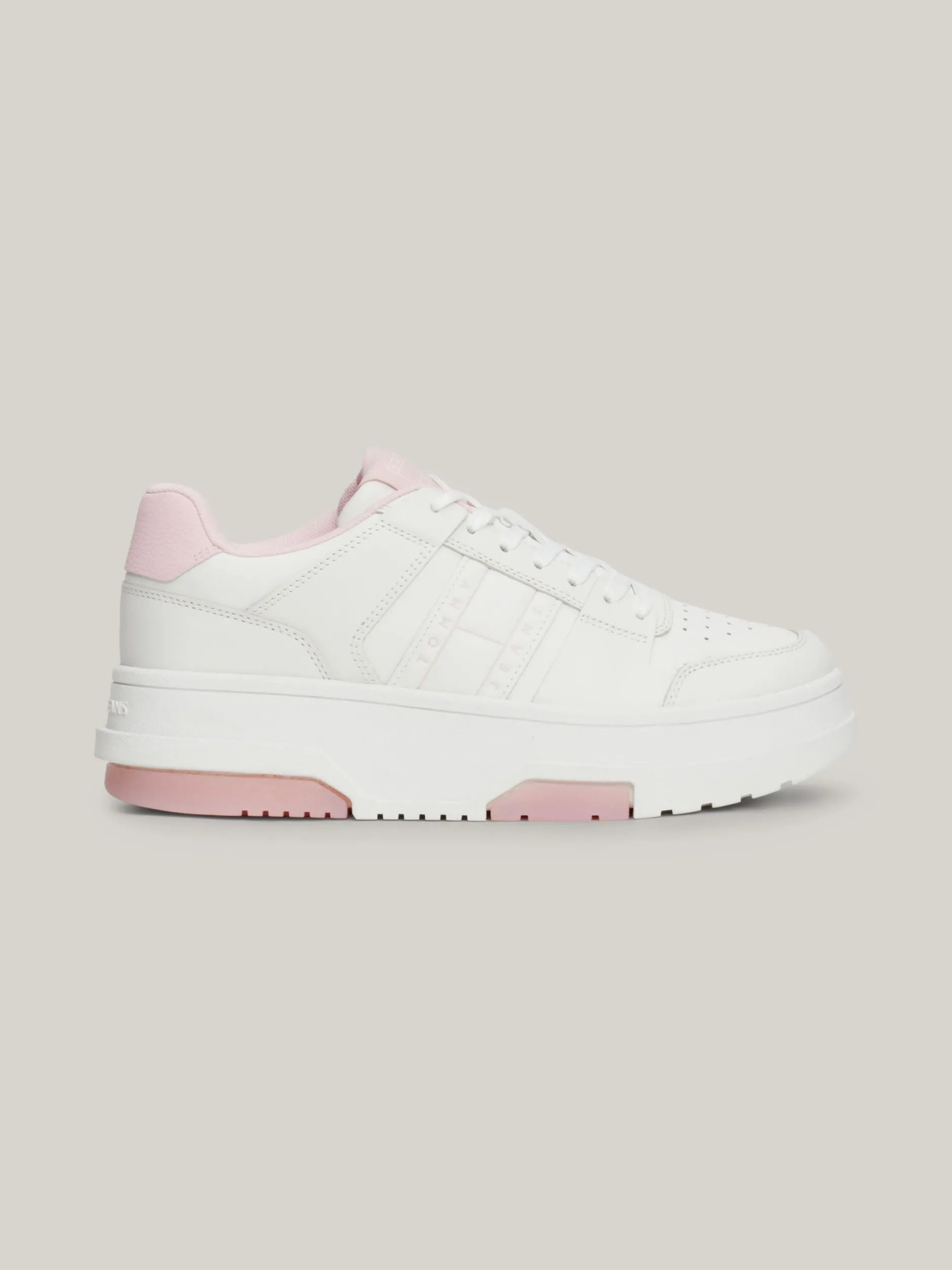 Sneakersy*Tommy Hilfiger Skórzane Buty Sportowe Brooklyn Na Platformie MISTY PINK