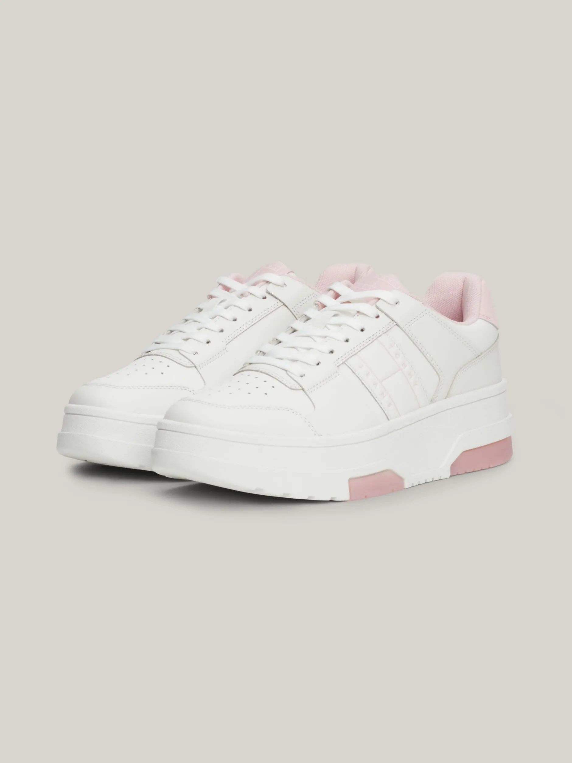 Sneakersy*Tommy Hilfiger Skórzane Buty Sportowe Brooklyn Na Platformie MISTY PINK