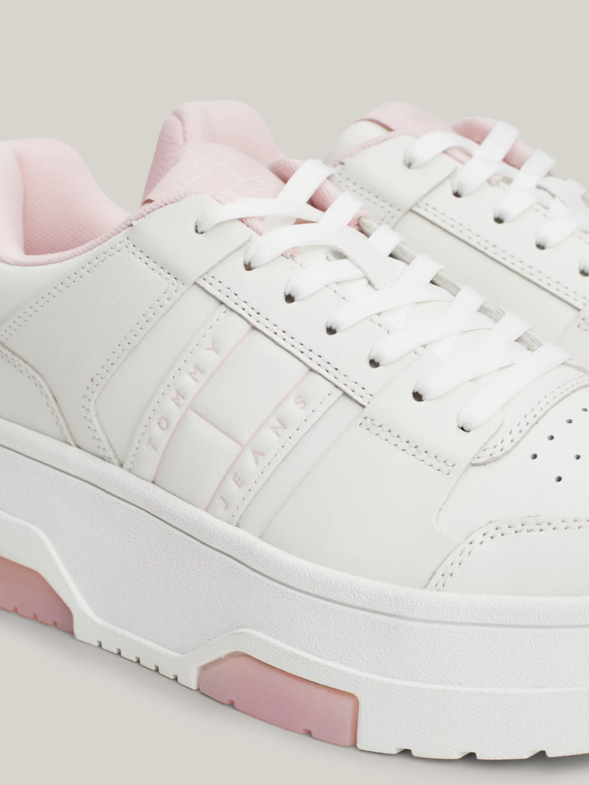 Sneakersy*Tommy Hilfiger Skórzane Buty Sportowe Brooklyn Na Platformie MISTY PINK