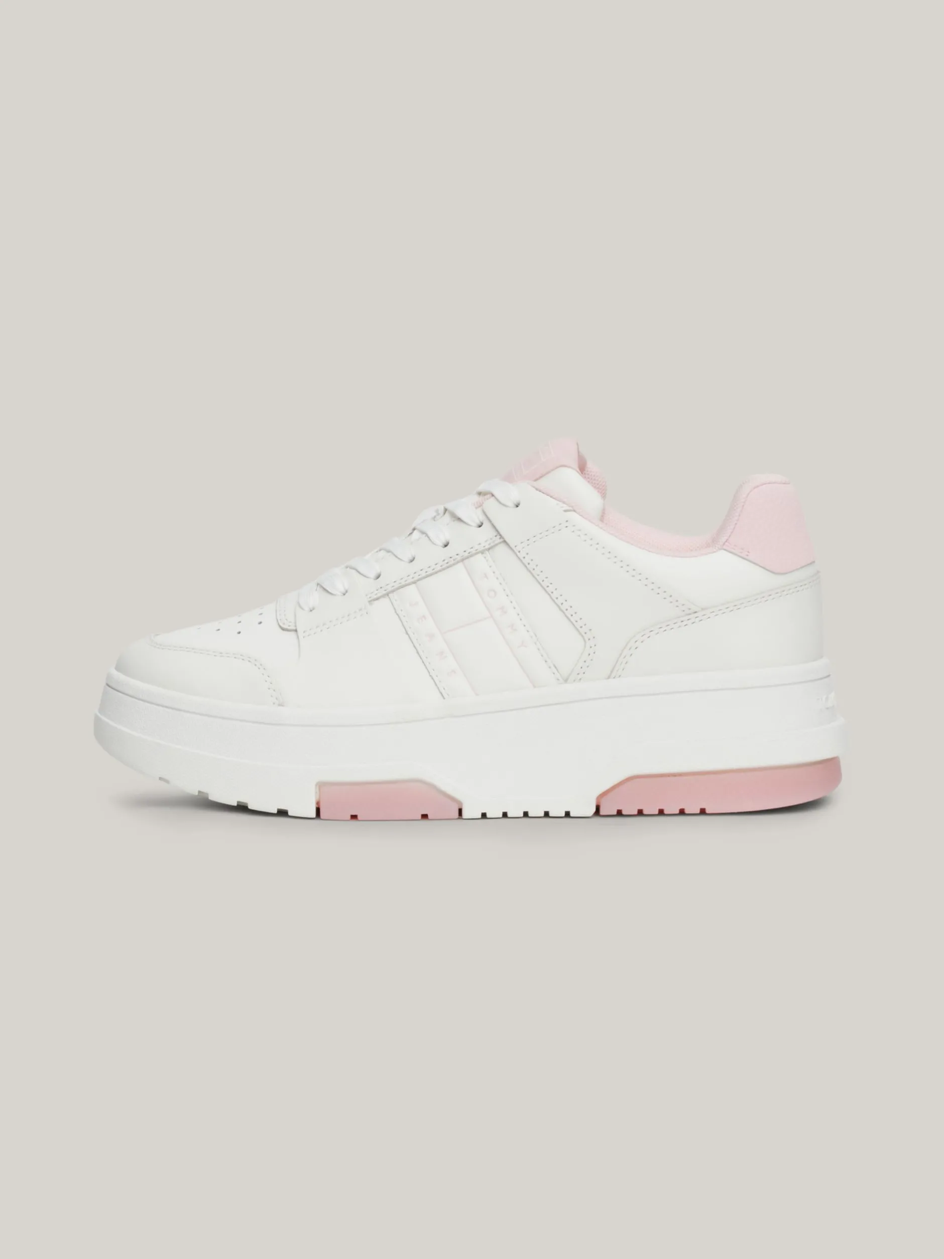 Sneakersy*Tommy Hilfiger Skórzane Buty Sportowe Brooklyn Na Platformie MISTY PINK