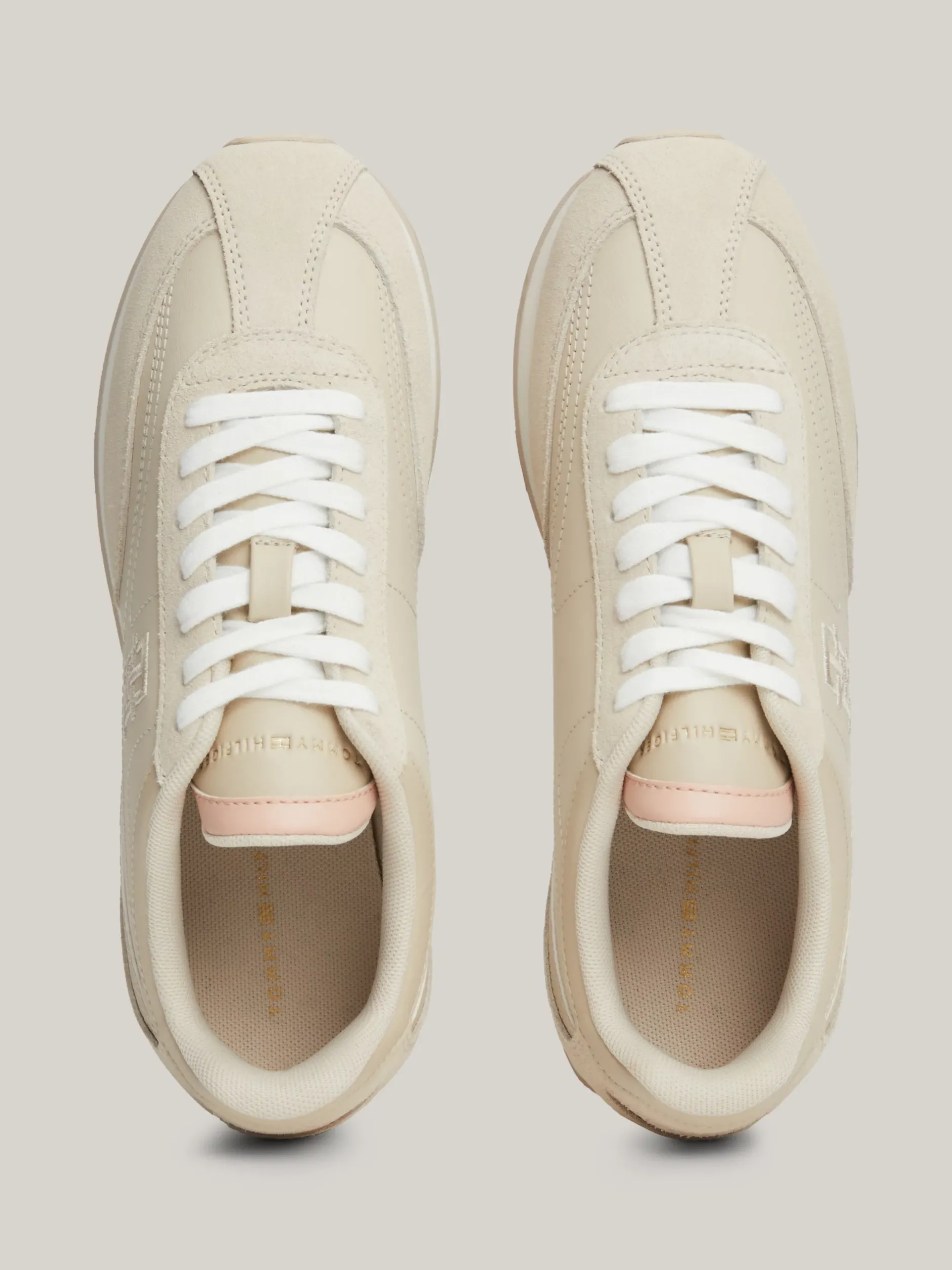 Sneakersy*Tommy Hilfiger Skórzane Buty Sportowe Do Biegania Heritage CLASSIC BEIGE