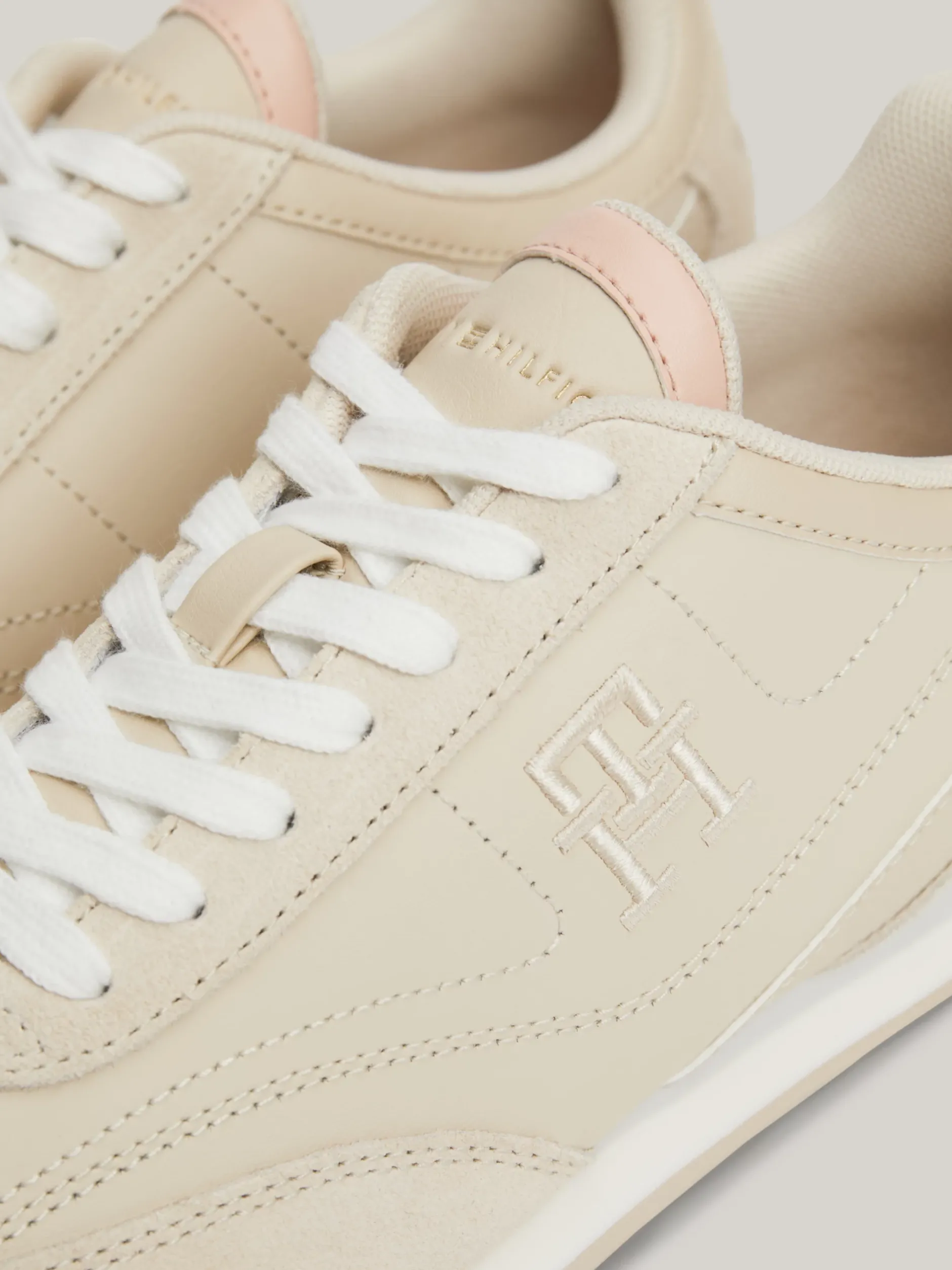 Sneakersy*Tommy Hilfiger Skórzane Buty Sportowe Do Biegania Heritage CLASSIC BEIGE