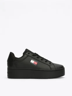 Sneakersy*Tommy Hilfiger Skórzane Buty Sportowe Na Platformie BLACK